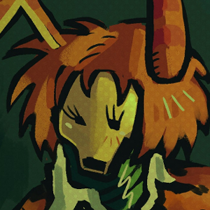 A digital illustration of Pumpkin Rabbit sitting, posed.